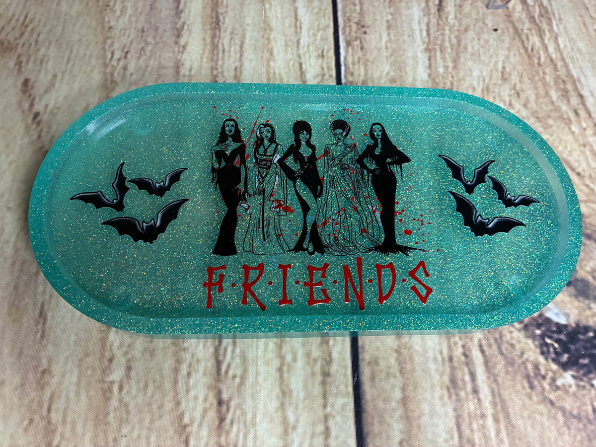 Horror Friends Glitter Resin Trinket Tray – Handmade