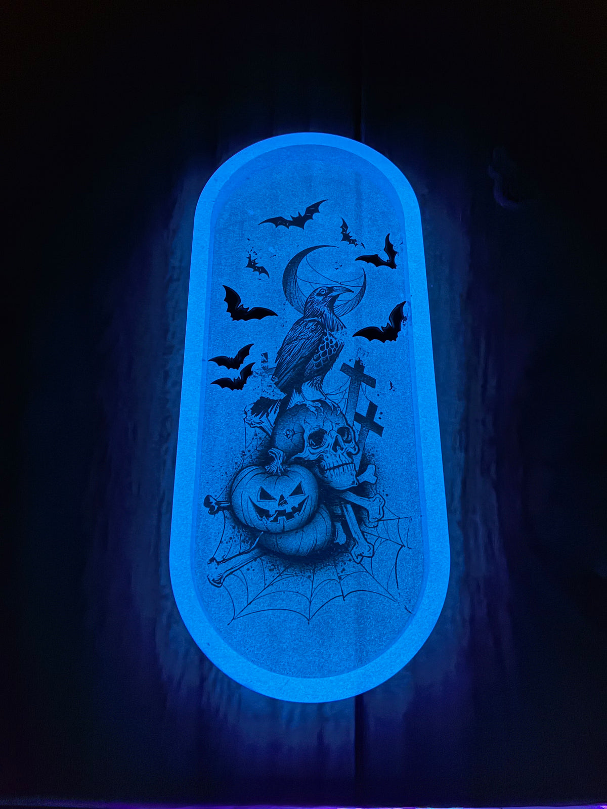 π¦ββ¬ Glow-in-the-Dark Raven & Skull Resin Tray