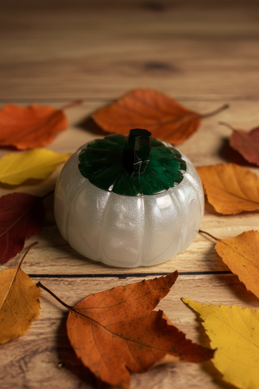 4” Handmade Resin Pumpkin Trinket Jar w/ Lid