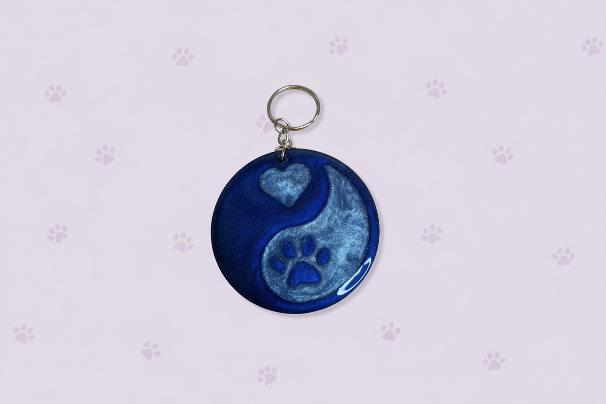 Yin Yang Paw Print Resin Keychain – Handmade Pet Lover Keychain