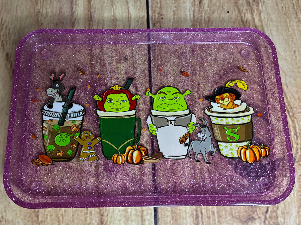 Shrek & Friends Fall Drinks Glitter Resin Trinket Tray – Handmade