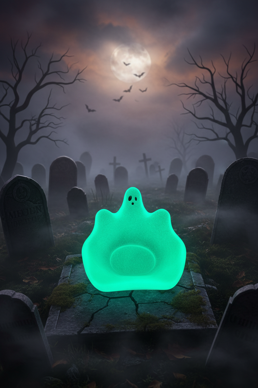 Glow-in-the-Dark Ghost Resin Tealight Holder – Handmade