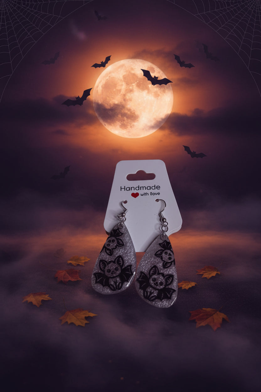 🦇 Cute Bat Handmade Resin Earrings